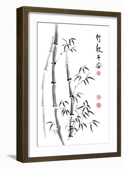 Bamboo Ink Painting And Calligraphy-yienkeat-Framed Art Print