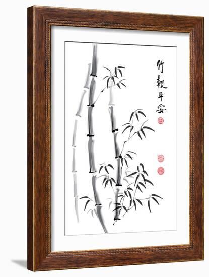 Bamboo Ink Painting And Calligraphy-yienkeat-Framed Art Print