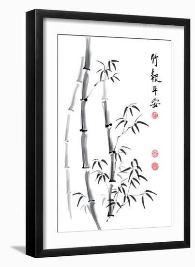 Bamboo Ink Painting And Calligraphy-yienkeat-Framed Art Print