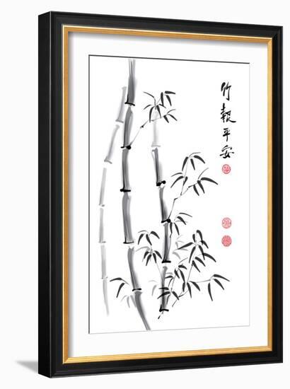 Bamboo Ink Painting And Calligraphy-yienkeat-Framed Art Print