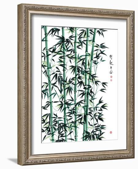 Bamboo Ink Painting. Translation: Wellbeing-yienkeat-Framed Art Print