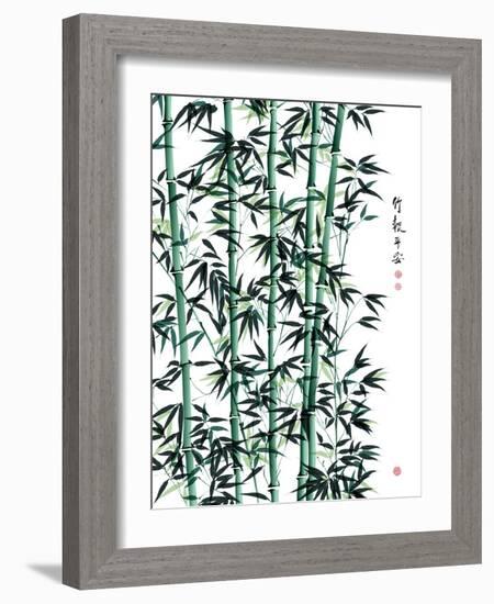 Bamboo Ink Painting. Translation: Wellbeing-yienkeat-Framed Art Print