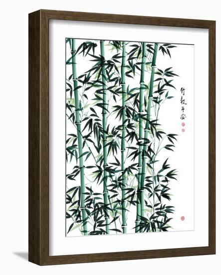 Bamboo Ink Painting. Translation: Wellbeing-yienkeat-Framed Art Print