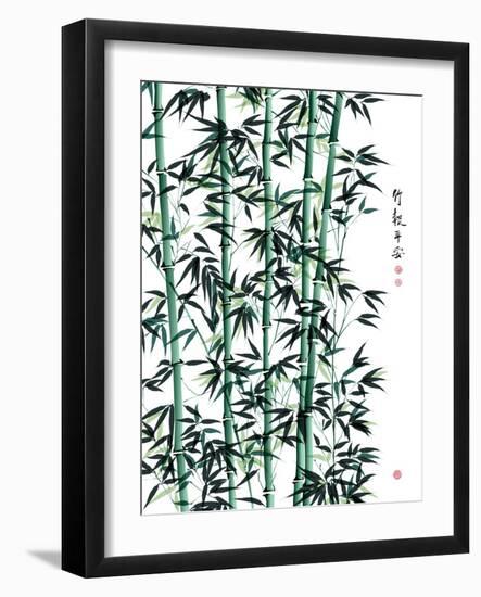 Bamboo Ink Painting. Translation: Wellbeing-yienkeat-Framed Art Print