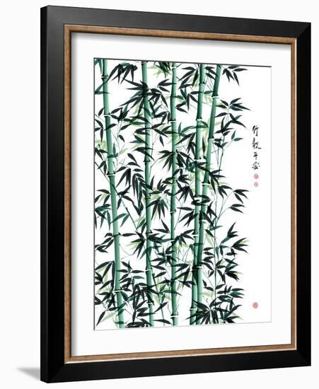 Bamboo Ink Painting. Translation: Wellbeing-yienkeat-Framed Art Print