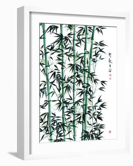 Bamboo Ink Painting. Translation: Wellbeing-yienkeat-Framed Art Print