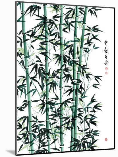 Bamboo Ink Painting. Translation: Wellbeing-yienkeat-Mounted Art Print