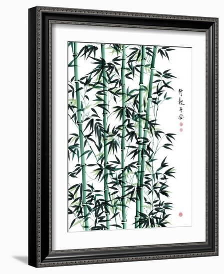 Bamboo Ink Painting. Translation: Wellbeing-yienkeat-Framed Art Print