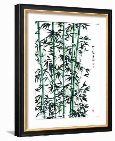 Bamboo Ink Painting. Translation: Wellbeing-yienkeat-Framed Art Print