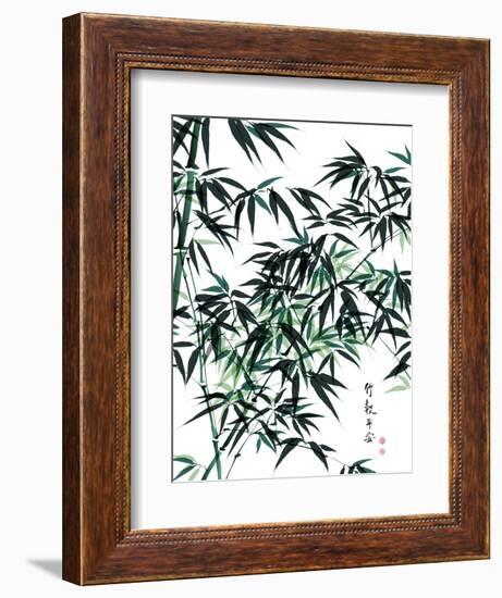 Bamboo Ink Painting. Translation: Wellbeing-yienkeat-Framed Art Print