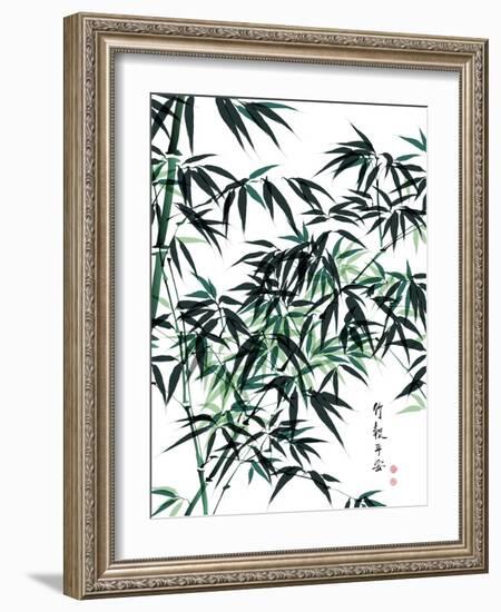 Bamboo Ink Painting. Translation: Wellbeing-yienkeat-Framed Art Print