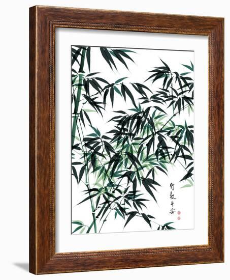 Bamboo Ink Painting. Translation: Wellbeing-yienkeat-Framed Art Print