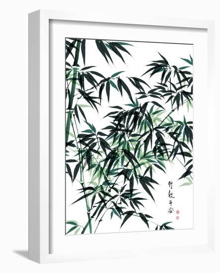 Bamboo Ink Painting. Translation: Wellbeing-yienkeat-Framed Art Print