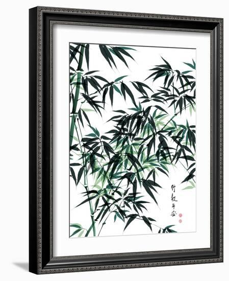 Bamboo Ink Painting. Translation: Wellbeing-yienkeat-Framed Art Print