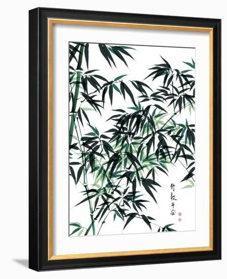 Bamboo Ink Painting. Translation: Wellbeing-yienkeat-Framed Art Print