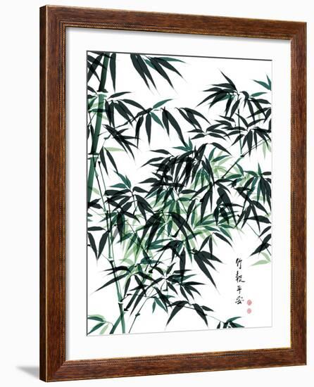 Bamboo Ink Painting. Translation: Wellbeing-yienkeat-Framed Art Print