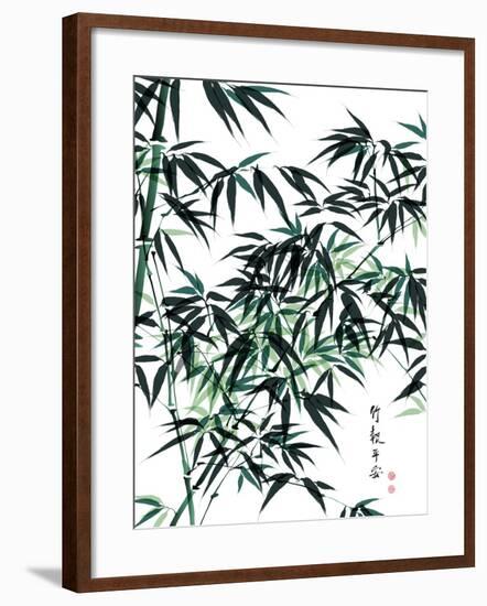 Bamboo Ink Painting. Translation: Wellbeing-yienkeat-Framed Art Print