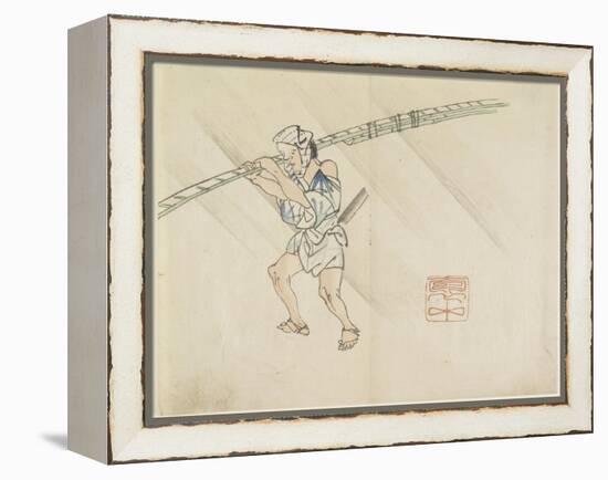 Bamboo Pole Vendor, C. 1830-Hogyoku-Framed Premier Image Canvas