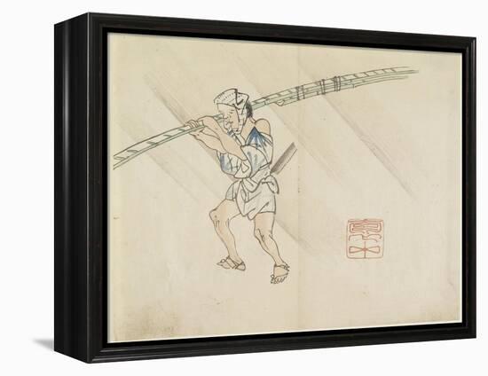 Bamboo Pole Vendor, C. 1830-Hogyoku-Framed Premier Image Canvas