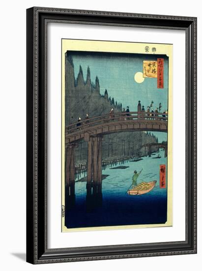 Bamboo Quay by Kyobashi Bridge. (One Hundred Famous Views of Ed), C. 1858-Utagawa Hiroshige-Framed Giclee Print