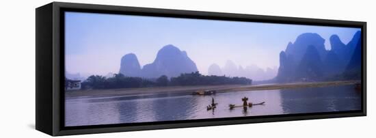 Bamboo Raft On The Li River, Yangshuo, Guangxi, China-Keren Su-Framed Premier Image Canvas