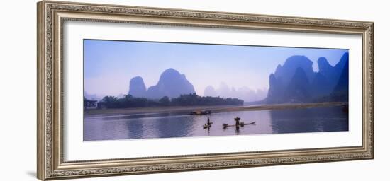 Bamboo Raft On The Li River, Yangshuo, Guangxi, China-Keren Su-Framed Photographic Print