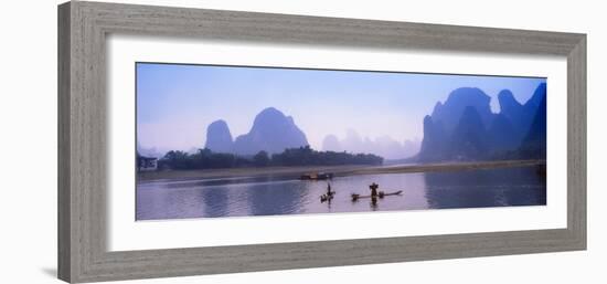 Bamboo Raft On The Li River, Yangshuo, Guangxi, China-Keren Su-Framed Photographic Print