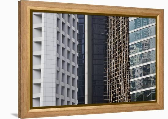 Bamboo Scaffolding, Hong Kong, China-Julie Eggers-Framed Premier Image Canvas