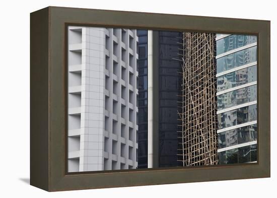 Bamboo Scaffolding, Hong Kong, China-Julie Eggers-Framed Premier Image Canvas