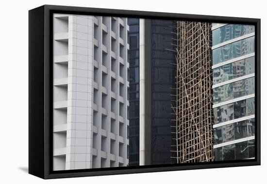 Bamboo Scaffolding, Hong Kong, China-Julie Eggers-Framed Premier Image Canvas