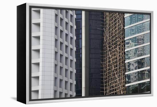 Bamboo Scaffolding, Hong Kong, China-Julie Eggers-Framed Premier Image Canvas