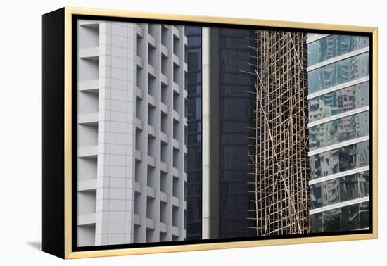 Bamboo Scaffolding, Hong Kong, China-Julie Eggers-Framed Premier Image Canvas