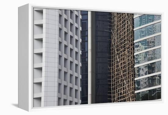 Bamboo Scaffolding, Hong Kong, China-Julie Eggers-Framed Premier Image Canvas