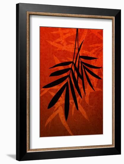 Bamboo Shade on Red II-Christine Zalewski-Framed Art Print