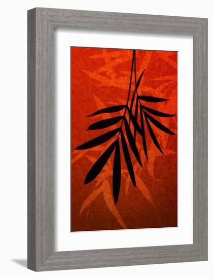 Bamboo Shade on Red II-Christine Zalewski-Framed Art Print