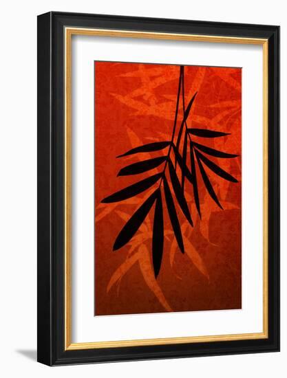 Bamboo Shade on Red II-Christine Zalewski-Framed Art Print