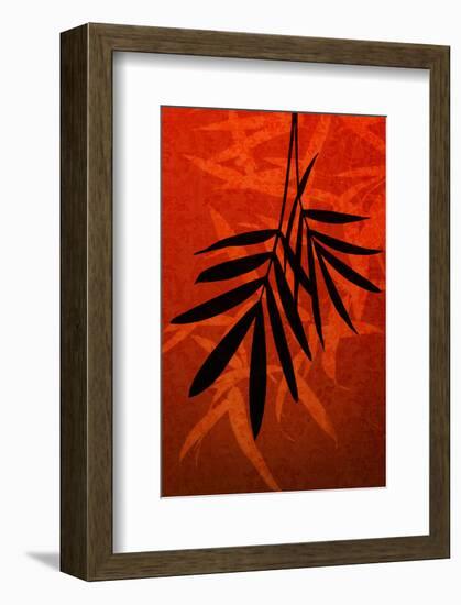 Bamboo Shade on Red II-Christine Zalewski-Framed Art Print