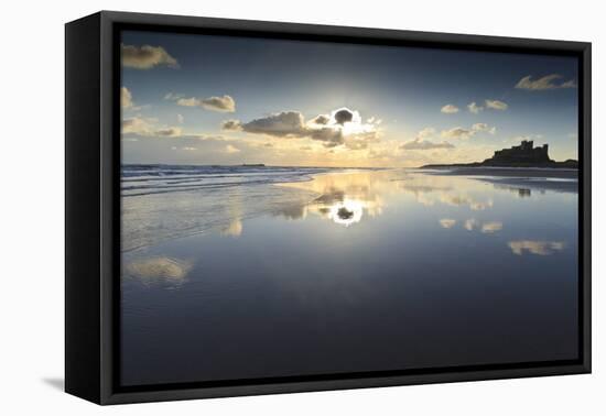 Bamburgh and Farne Island Winter Reflections, Bamburgh, Northumberland, England-Eleanor Scriven-Framed Premier Image Canvas