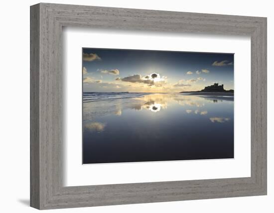 Bamburgh and Farne Island Winter Reflections, Bamburgh, Northumberland, England-Eleanor Scriven-Framed Photographic Print