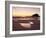 Bamburgh Castle in Silhouette at Sunrise, with Rock Pools on Empty Beach, Northumberland, England-Lee Frost-Framed Photographic Print