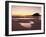 Bamburgh Castle in Silhouette at Sunrise, with Rock Pools on Empty Beach, Northumberland, England-Lee Frost-Framed Photographic Print