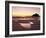 Bamburgh Castle in Silhouette at Sunrise, with Rock Pools on Empty Beach, Northumberland, England-Lee Frost-Framed Photographic Print