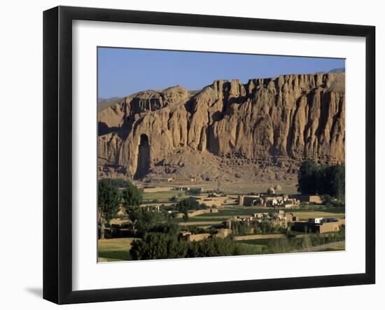 Bamiyan Valley, Showing the Large Buddha, Circa 5th Century, Afghanistan-Antonia Tozer-Framed Photographic Print