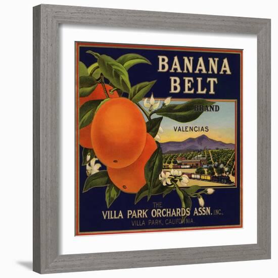 Banana Belt Brand - Villa Park, California - Citrus Crate Label-Lantern Press-Framed Art Print