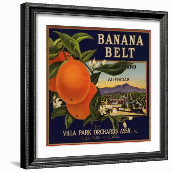 Banana Belt Brand - Villa Park, California - Citrus Crate Label-Lantern Press-Framed Art Print