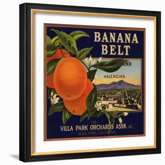 Banana Belt Brand - Villa Park, California - Citrus Crate Label-Lantern Press-Framed Art Print