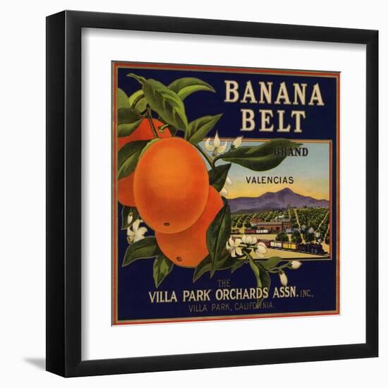 Banana Belt Brand - Villa Park, California - Citrus Crate Label-Lantern Press-Framed Art Print