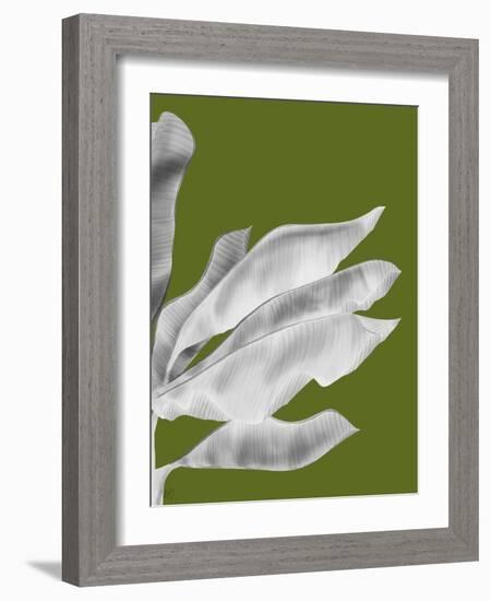 Banana Leaves 1, White On Green-Fab Funky-Framed Art Print