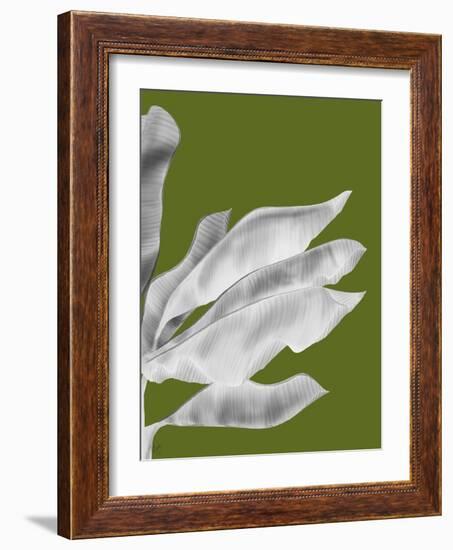 Banana Leaves 1, White On Green-Fab Funky-Framed Art Print