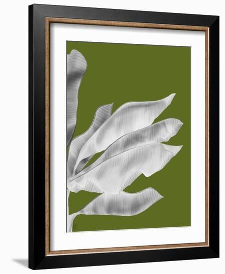 Banana Leaves 1, White On Green-Fab Funky-Framed Art Print